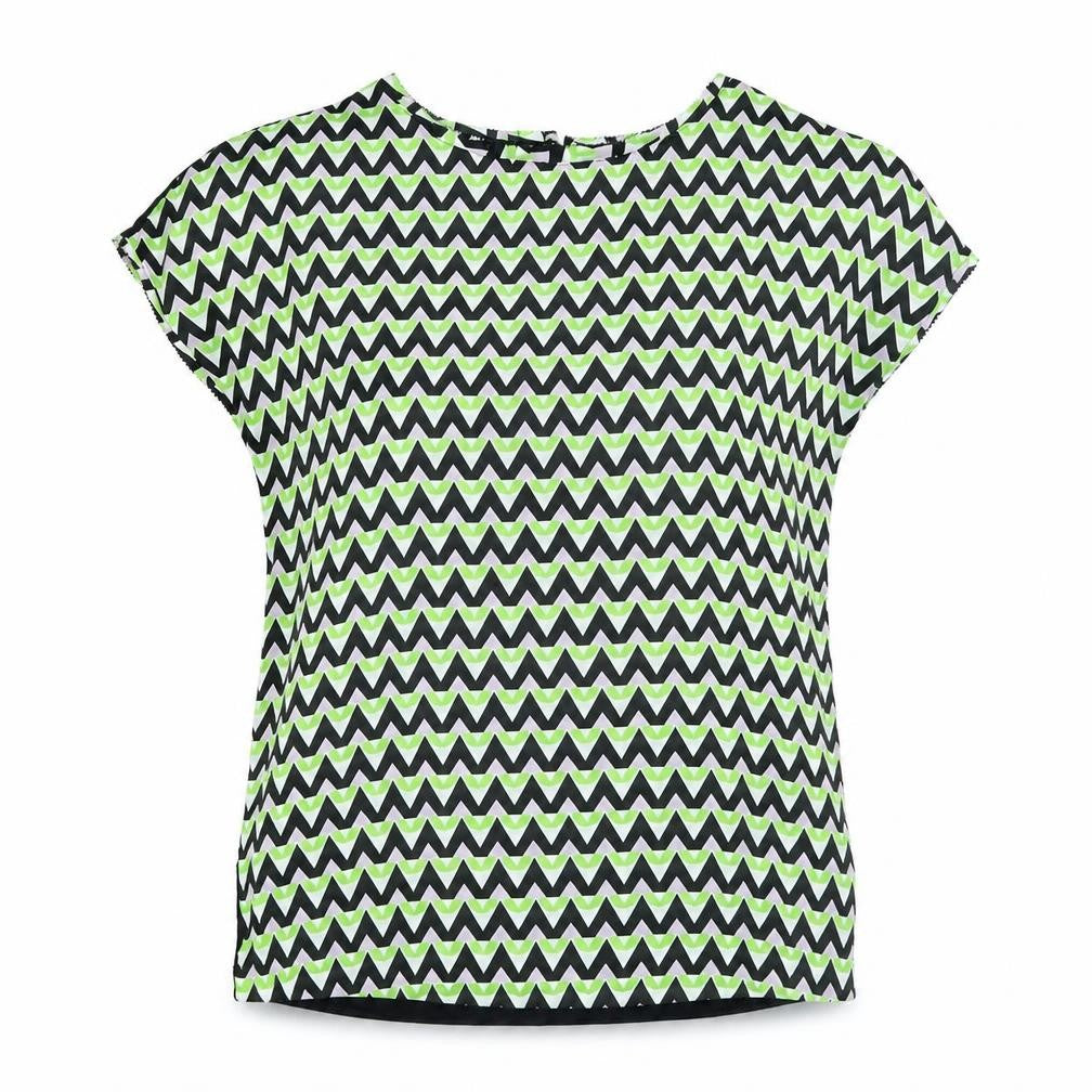 Marks and Spencer Womens Multicoloured Geometric Viscose Basic Blouse Size 8 Round Neck