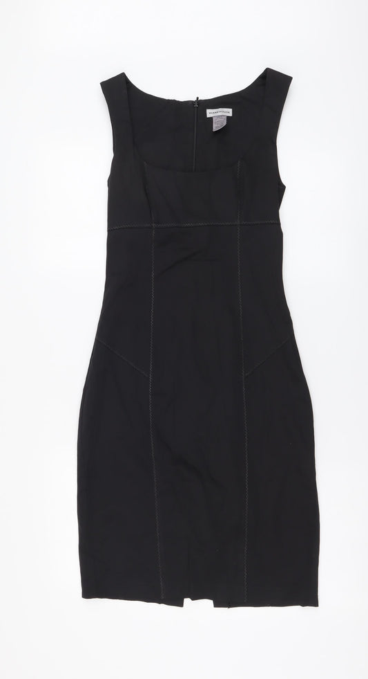 Warehouse Womens Black Polyester Tank Dress Size 8 Scoop Neck Zip