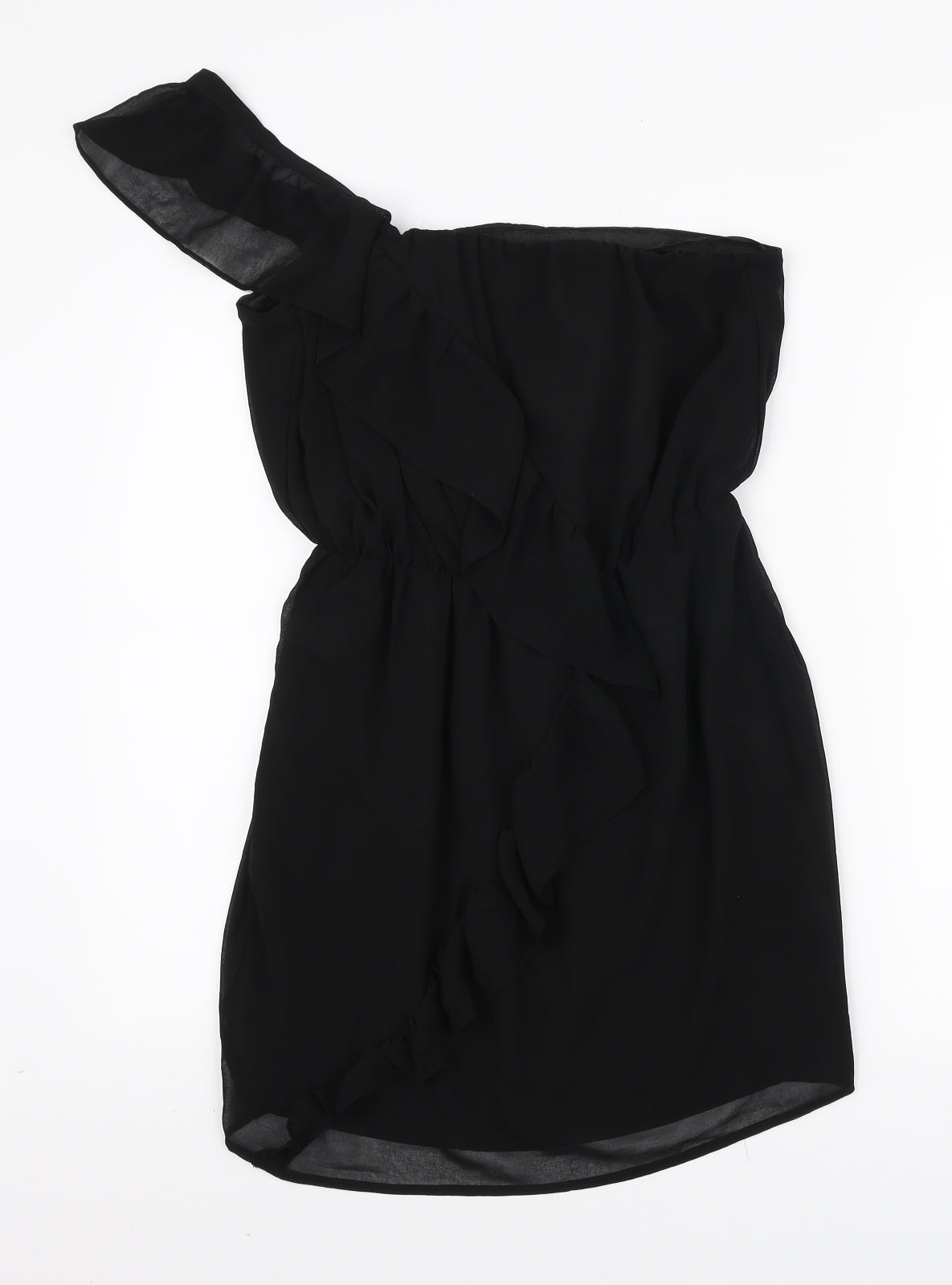 Lipsy Womens Black Polyester Mini Size 10 One Shoulder Pullover