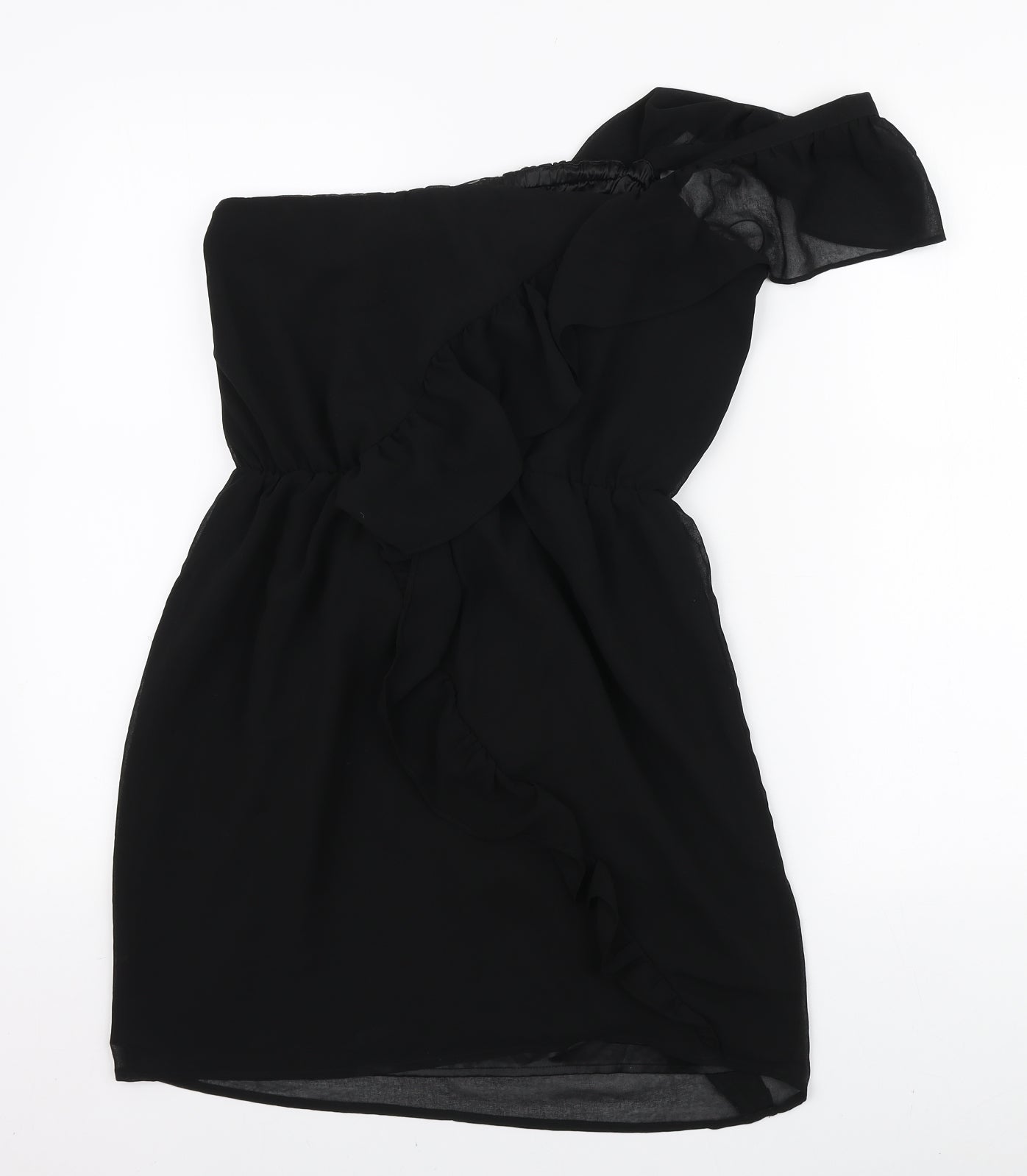 Lipsy Womens Black Polyester Mini Size 10 One Shoulder Pullover