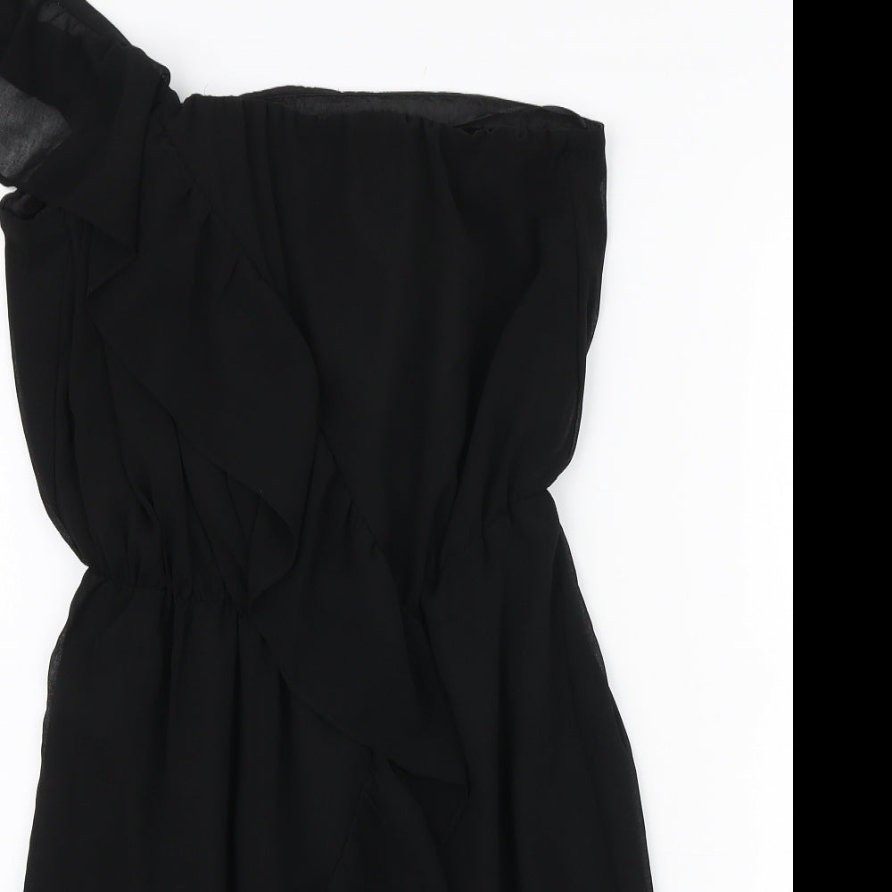 Lipsy Womens Black Polyester Mini Size 10 One Shoulder Pullover
