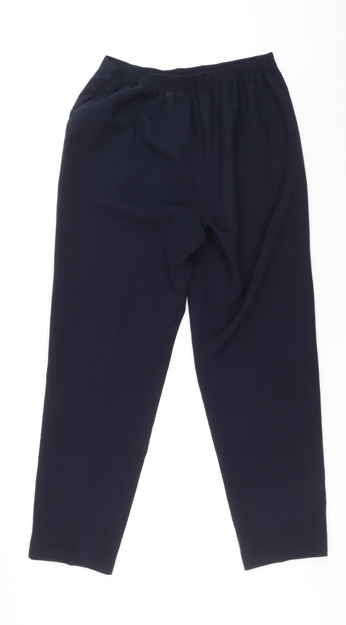 First Avenue Womens Blue Polyester Trousers Size 12 L27 in Regular