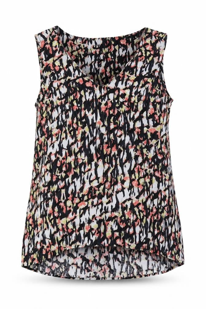 Marks and Spencer Womens Multicoloured Geometric Flax Basic Tank Size 12 V-Neck