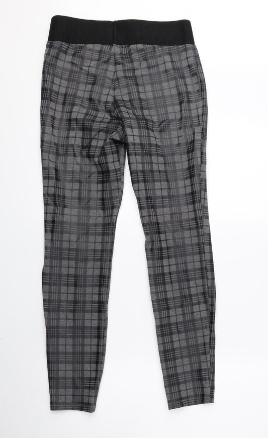 George Womens Grey Check Viscose Jegging Leggings Size 8 L25 in