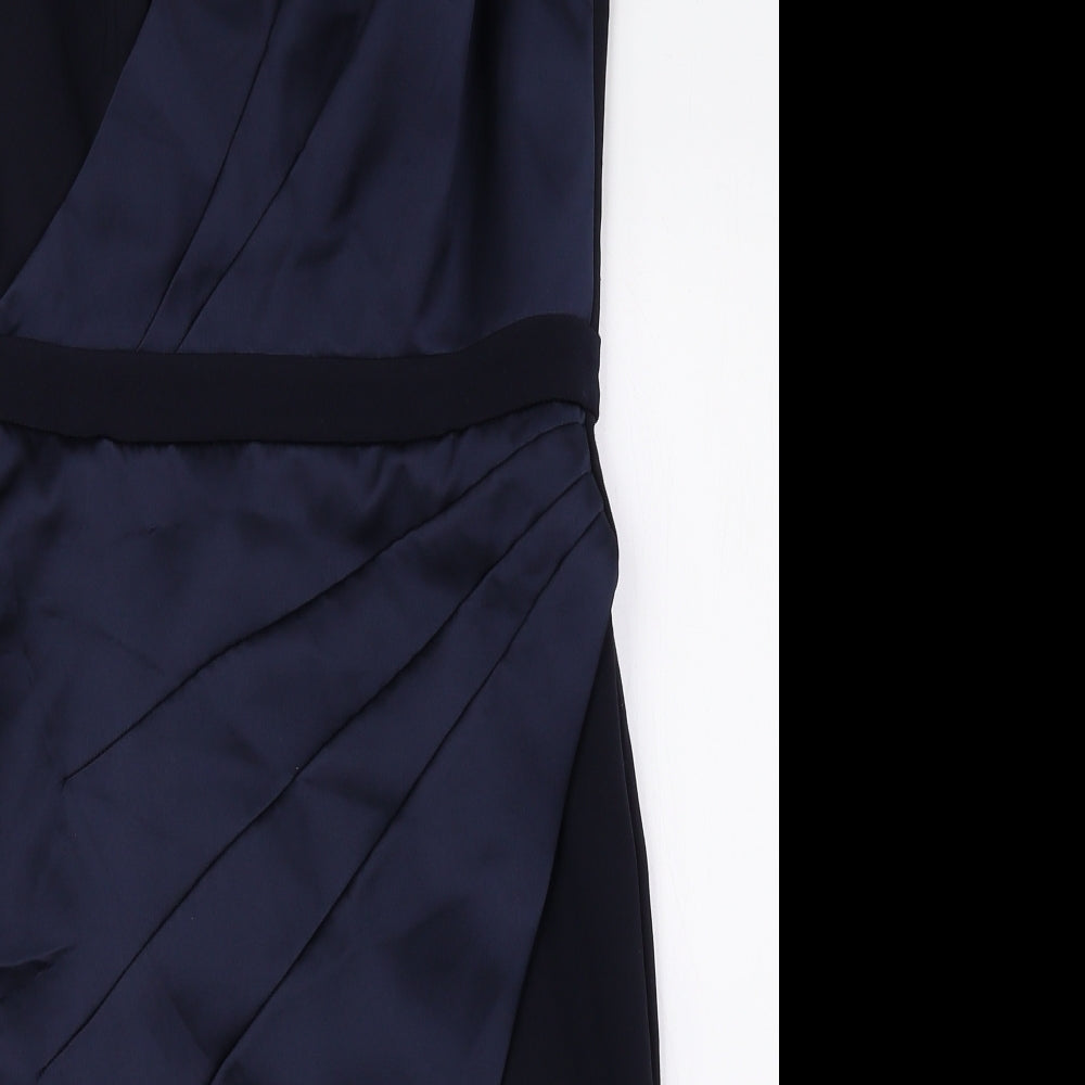 River Island Womens Blue Polyester A-Line Size 12 Off the Shoulder Zip