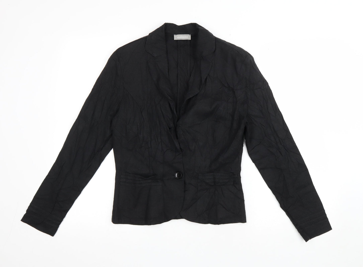 Steilmann Womens Black Jacket Blazer Size 6 Button
