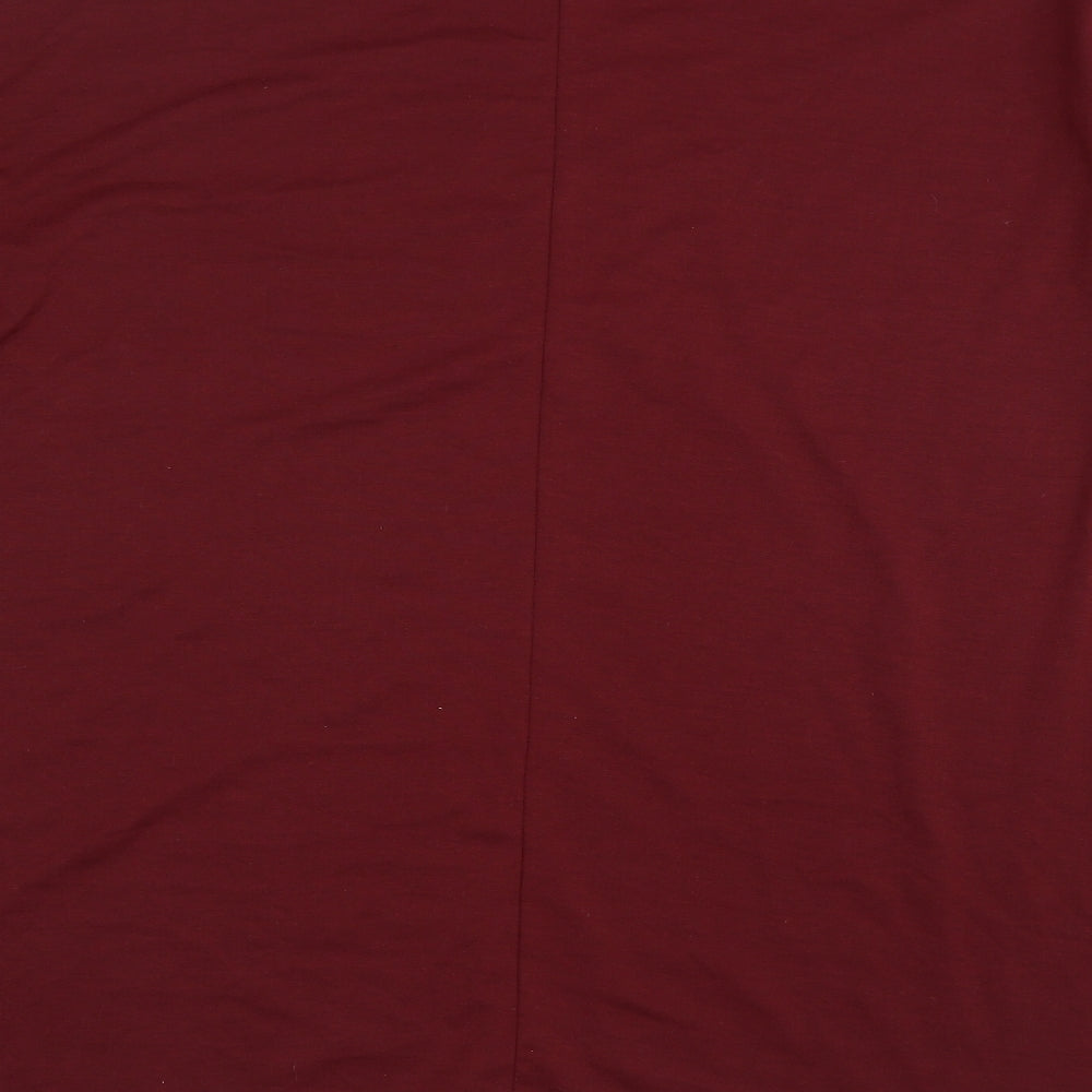 SHEILAY Womens Red Polyester A-Line Size XL High Neck Zip