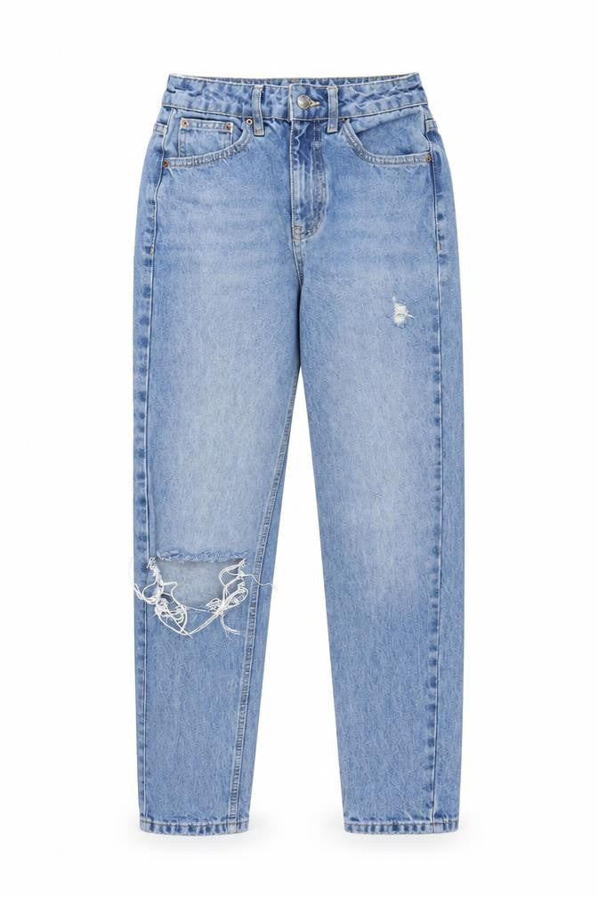Topshop Womens Blue Cotton Mom Jeans Size 25 in L28 in Regular Zip