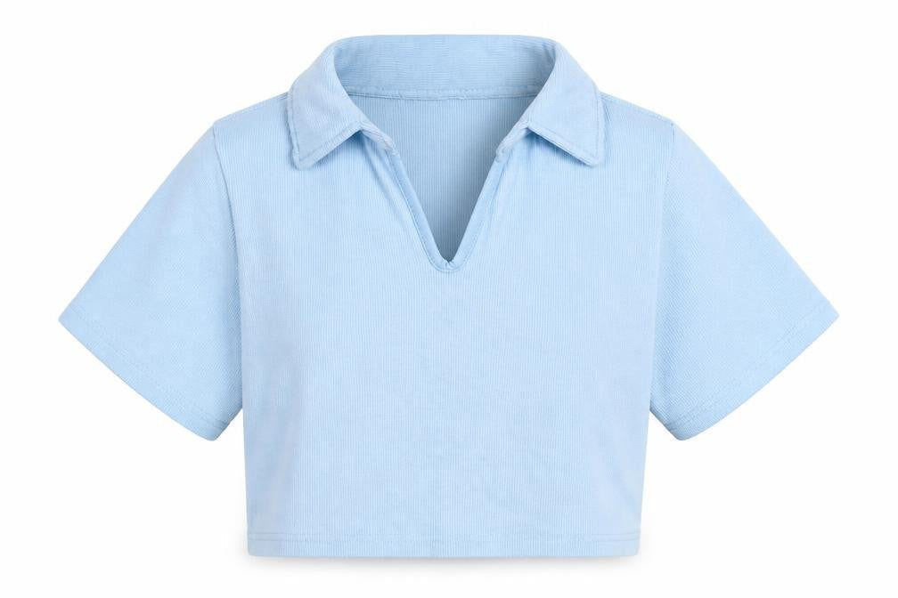 Daisy Street Womens Blue Cotton Cropped T-Shirt Size 14 V-Neck