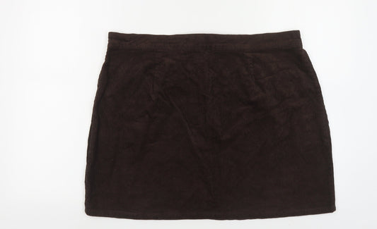 Denim & Co. Womens Brown Cotton Maxi Skirt Size 20 Button