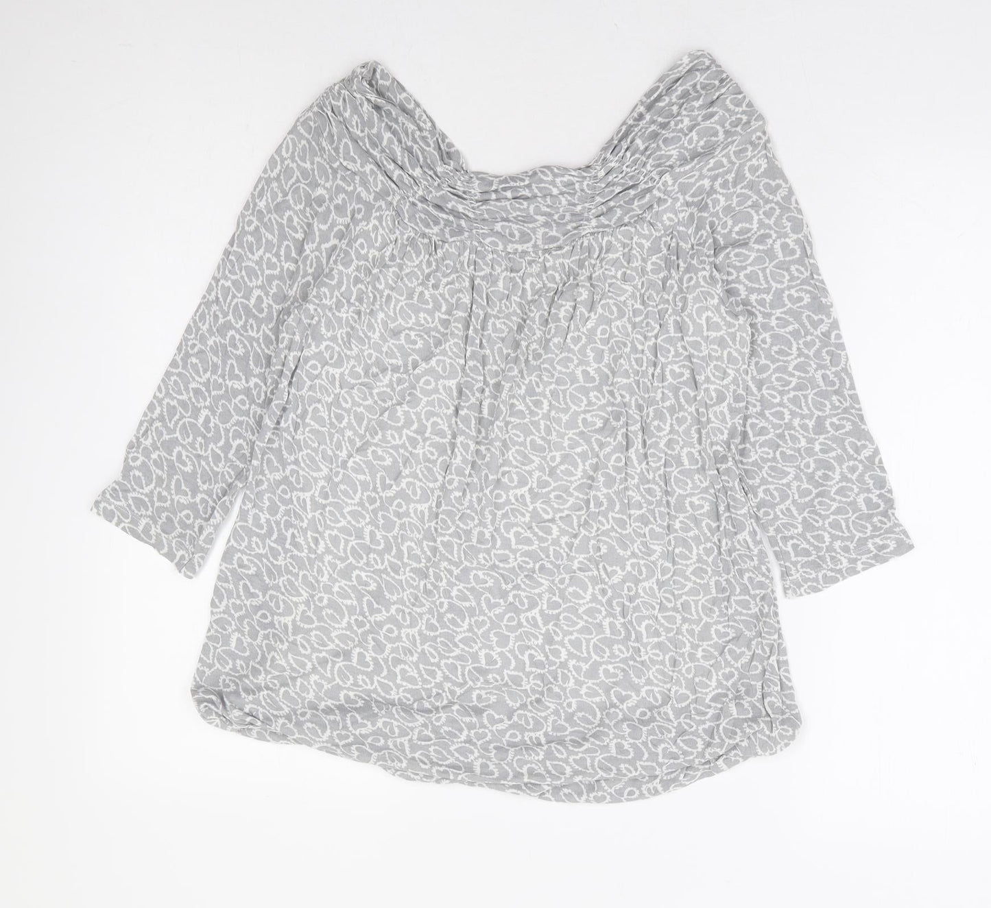 Phase Eight Womens Grey Geometric Viscose Basic Blouse Size 10 Boat Neck
