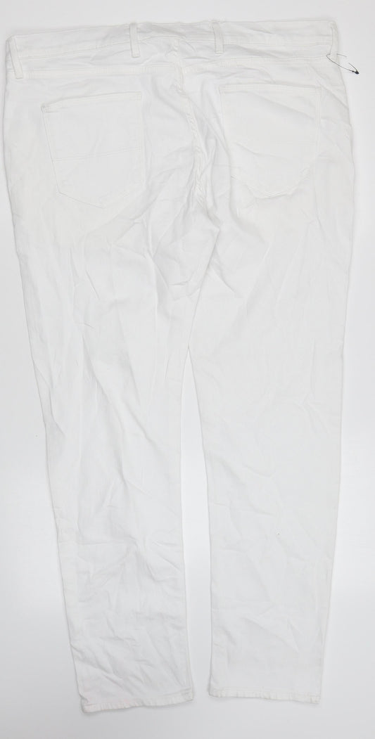 Marks and Spencer Womens White Cotton Skinny Jeans Size 38 in L30 in Regular Zip