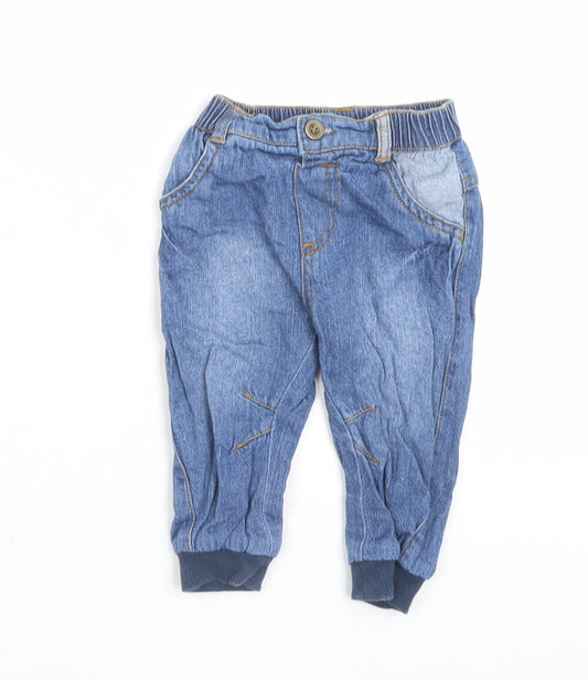 George Boys Blue Cotton Capri Jeans Size 6-9 Months Button