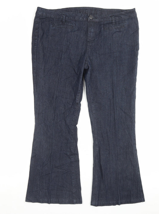 Dorothy Perkins Womens Blue Cotton Trousers Size 18 L27 in Regular Button
