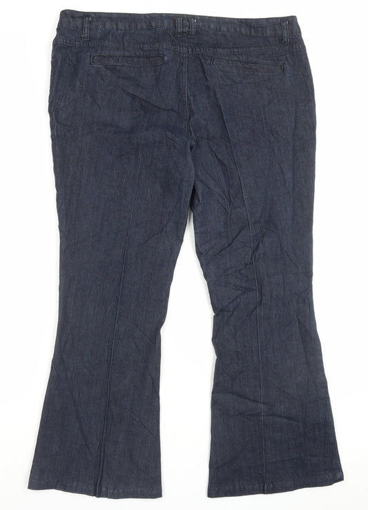 Dorothy Perkins Womens Blue Cotton Trousers Size 18 L27 in Regular Button
