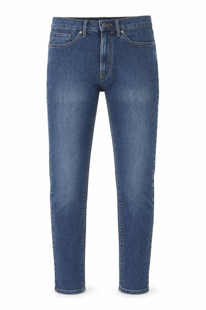 Marks and Spencer Mens Blue Cotton Skinny Jeans Size 28 in L31 in Regular Button