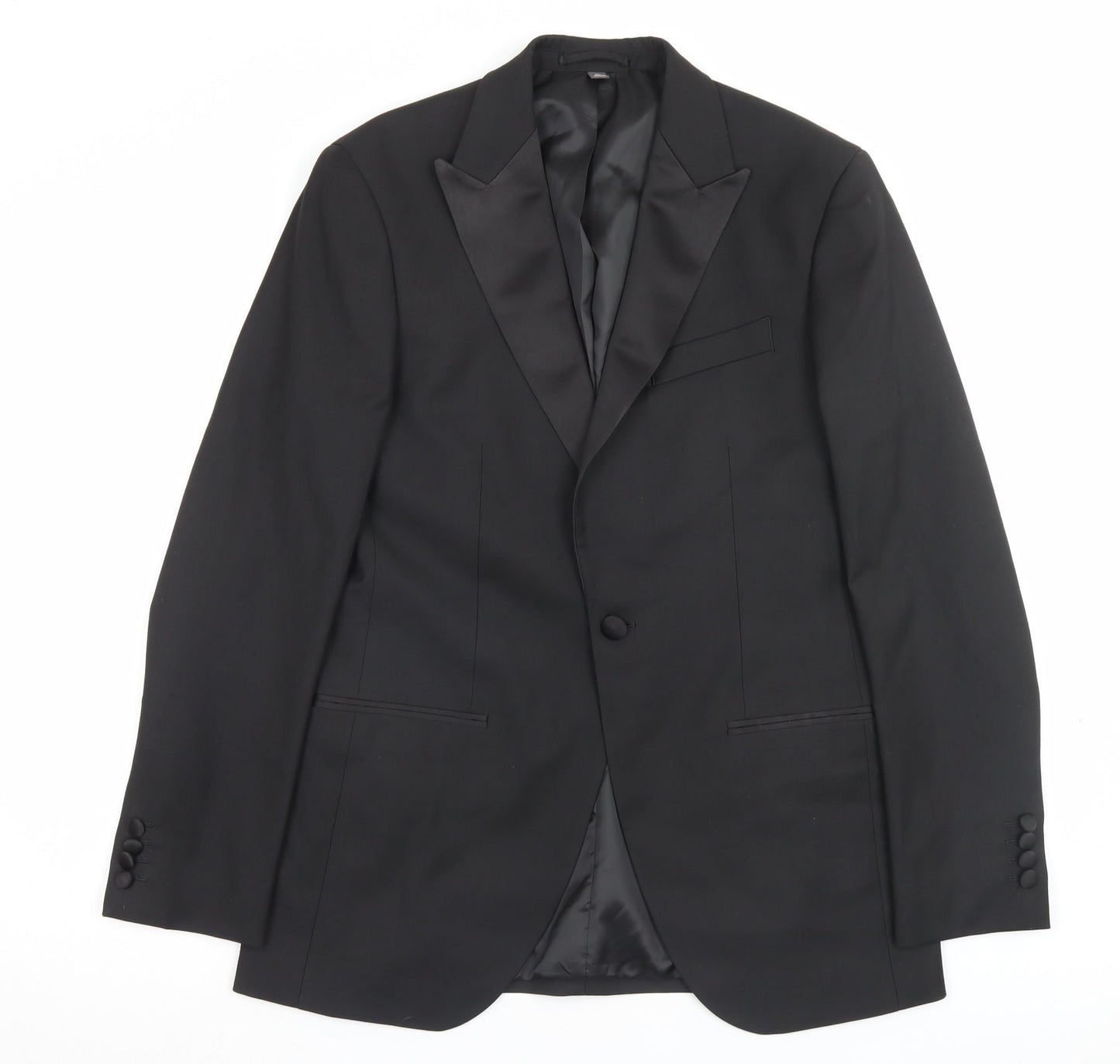 Marks and Spencer Mens Black Polyacrylate Fibre Jacket Suit Jacket Size 38