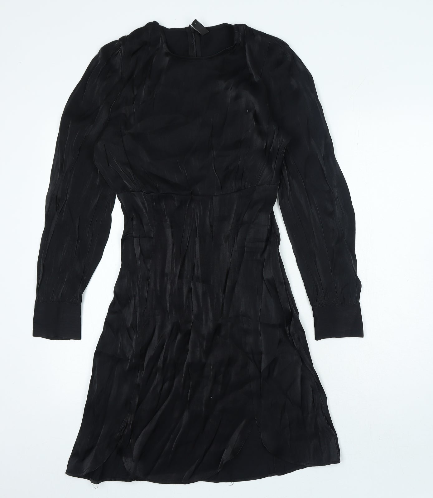 YAS Womens Black Polyester A-Line Size S Round Neck Zip