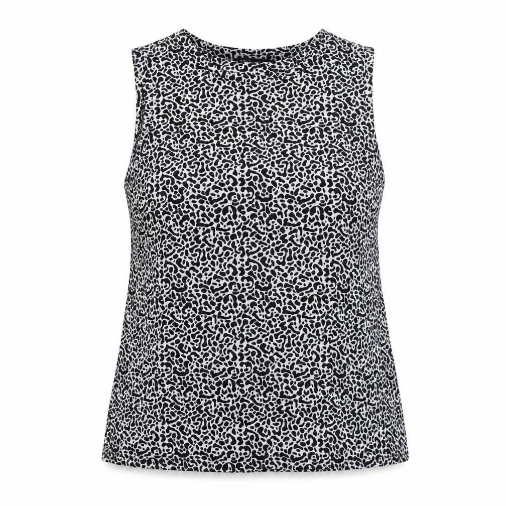 Marks and Spencer Womens Black Geometric Polyester Basic Tank Size 12 Round Neck