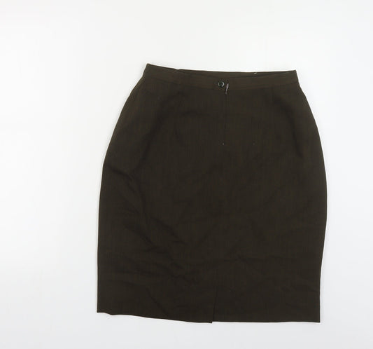 Loretta Bloom Womens Green Polyester Straight & Pencil Skirt Size 14 Button