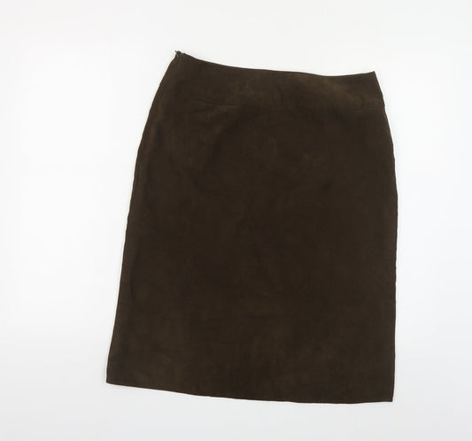 New York & Company Womens Green Polyester Straight & Pencil Skirt Size 10 Zip - Suede Effect