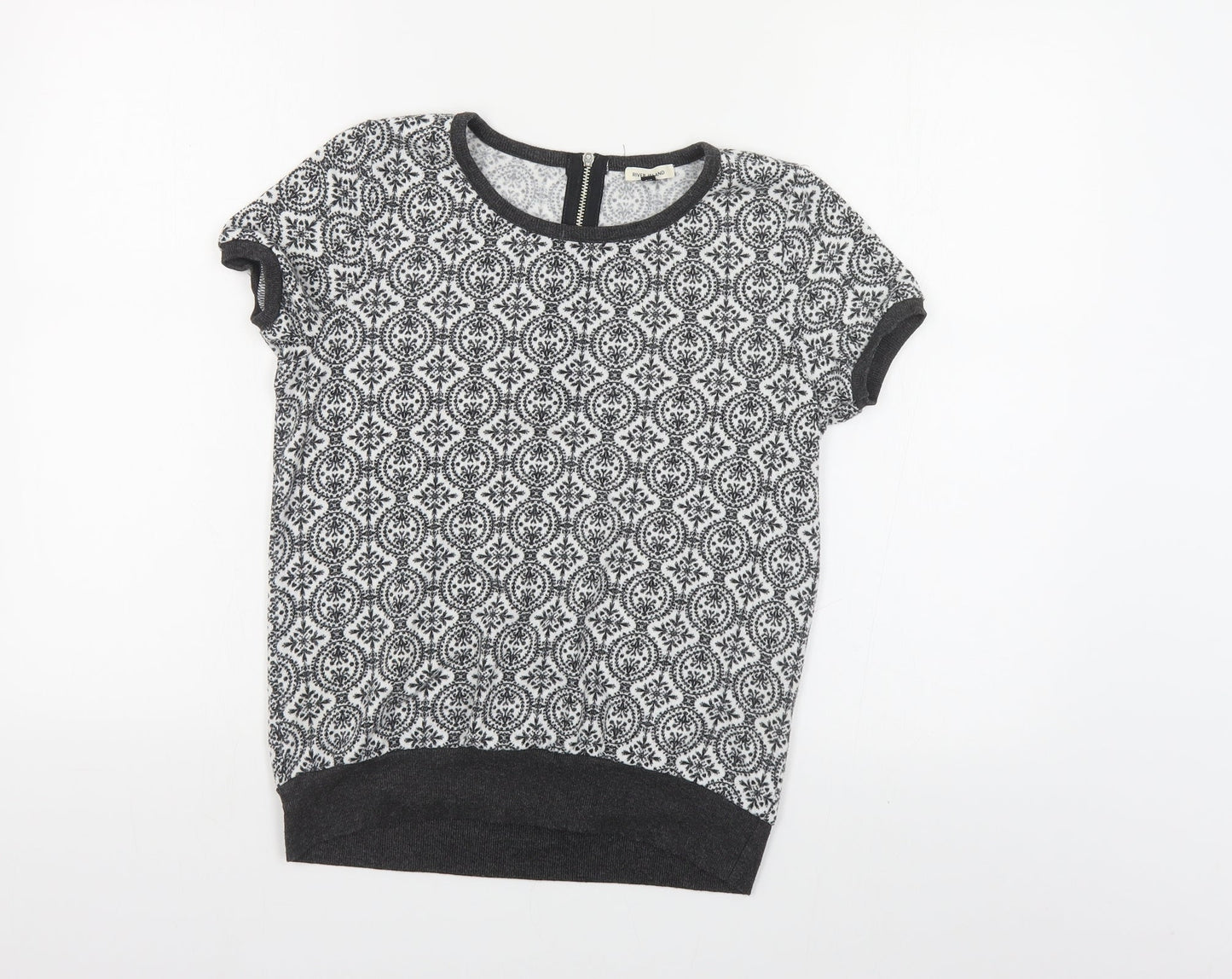 River Island Womens Black Round Neck Geometric Polyester Pullover Jumper Size 10