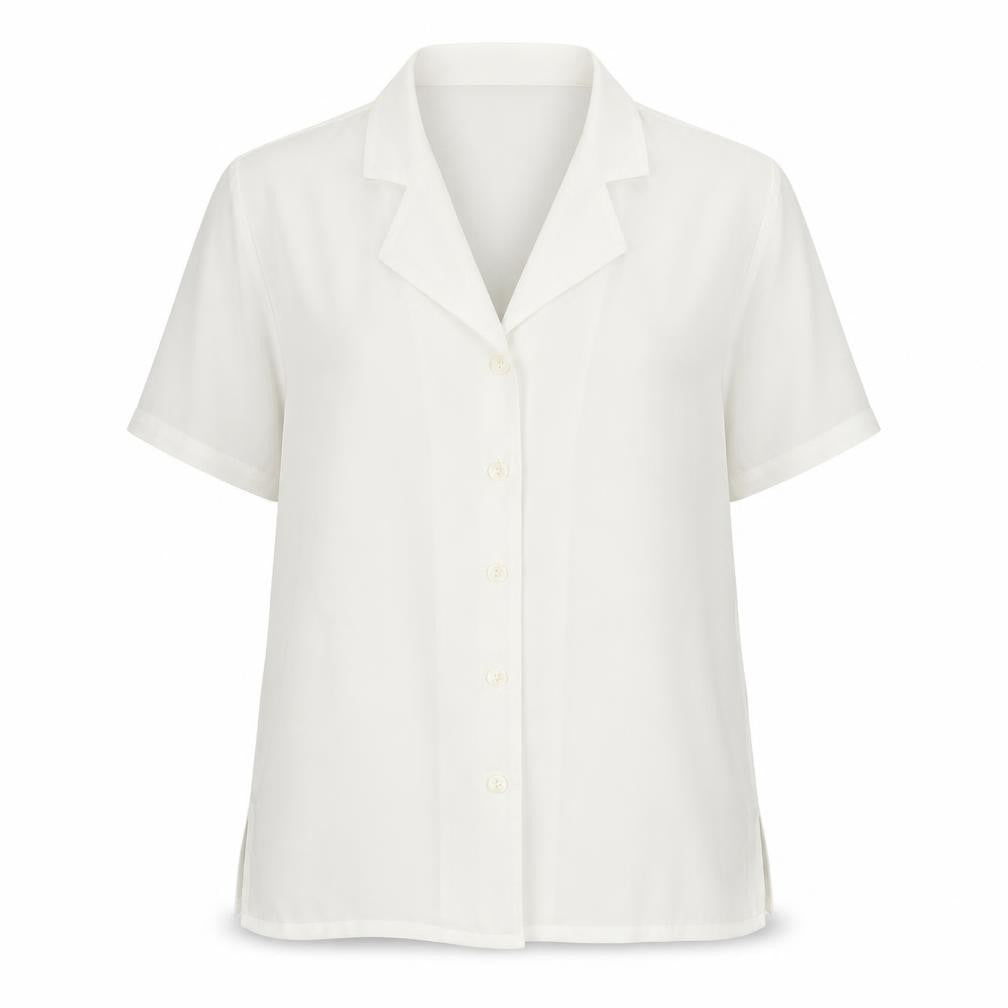 Charlotte Halton Womens White Polyester Basic Button-Up Size 12 Collared