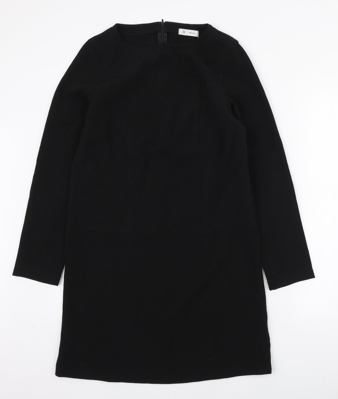 R Edition Womens Black Polyester A-Line Size 8 Boat Neck Zip