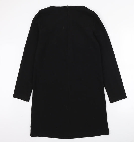 R Edition Womens Black Polyester A-Line Size 8 Boat Neck Zip
