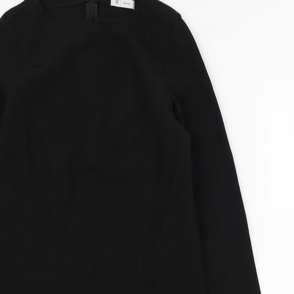 R Edition Womens Black Polyester A-Line Size 8 Boat Neck Zip