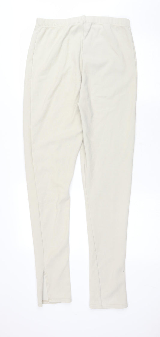 PRETTYLITTLETHING Womens Beige Polyester Jegging Trousers Size 16 L32 in Regular Drawstring