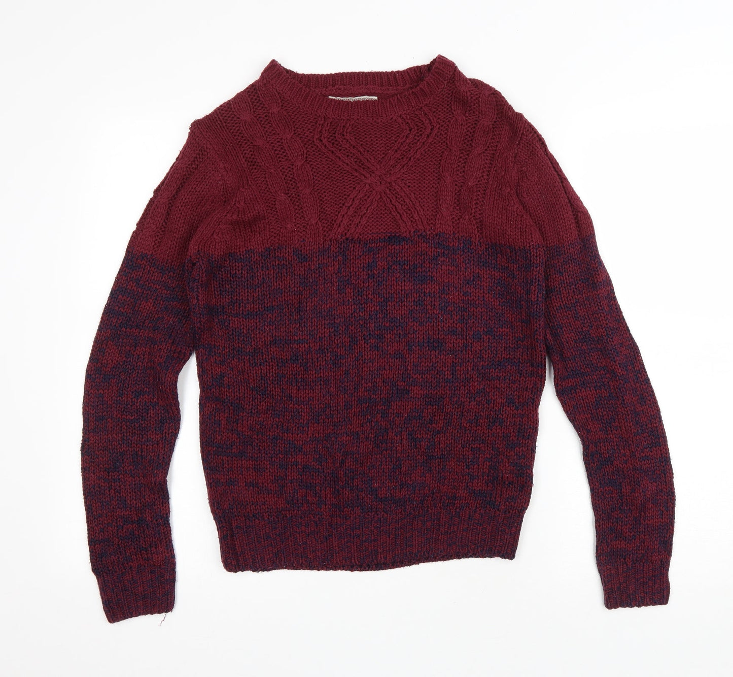 Alcot Womens Red Round Neck Acrylic Pullover Jumper Size S