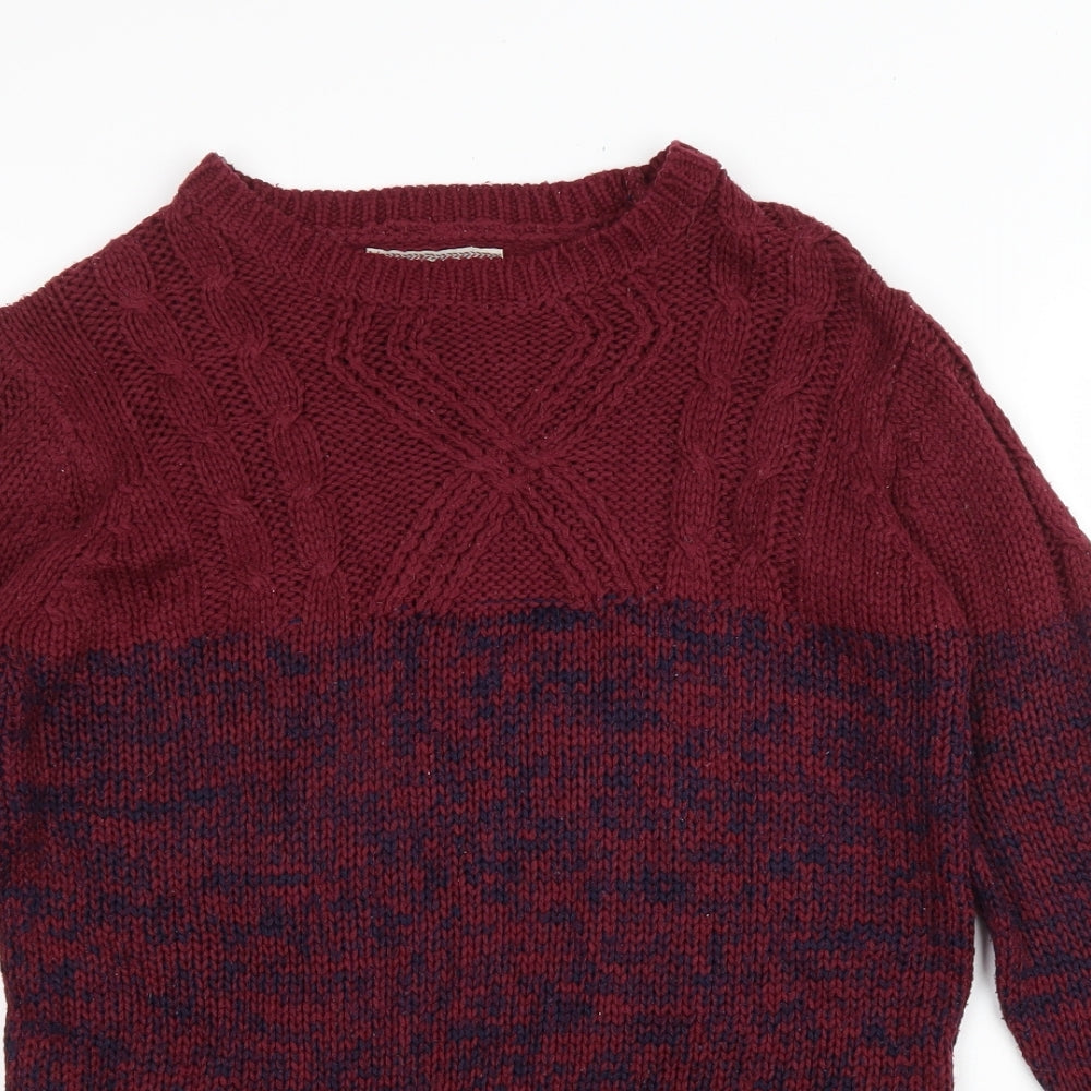 Alcot Womens Red Round Neck Acrylic Pullover Jumper Size S