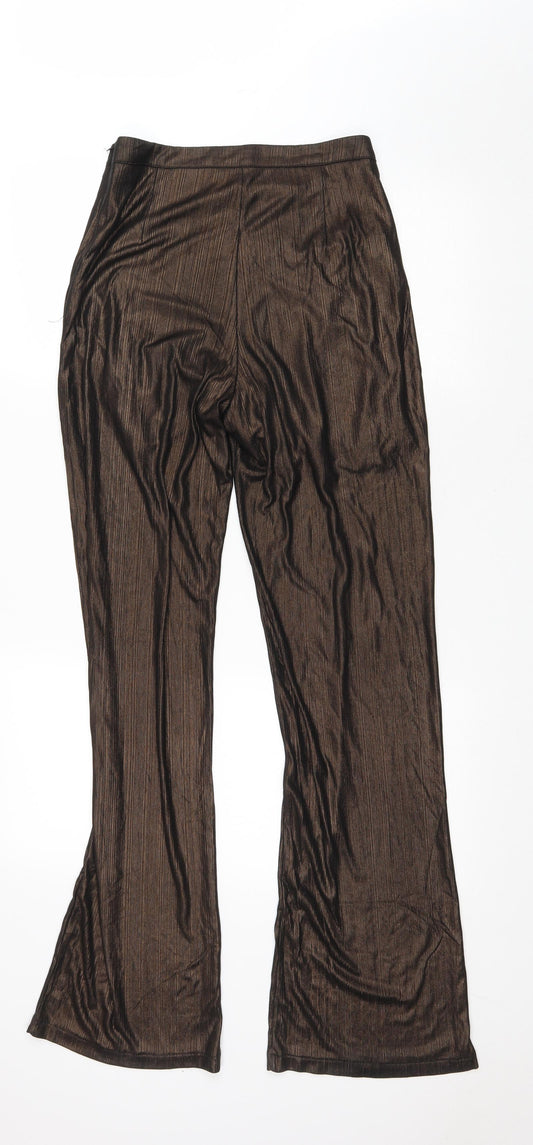 WYLDR Womens Brown Polyester Trousers Size XS L34 in Regular Zip - Sheer