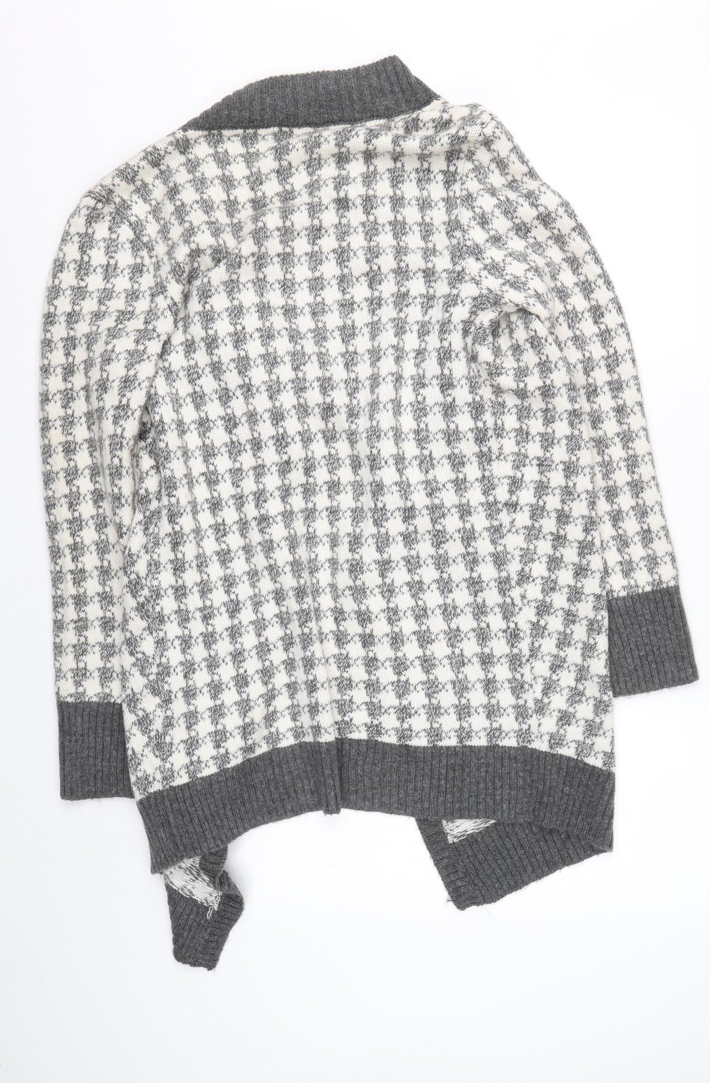 Aeropastale Womens Grey V-Neck Check Acrylic Cardigan Jumper Size L