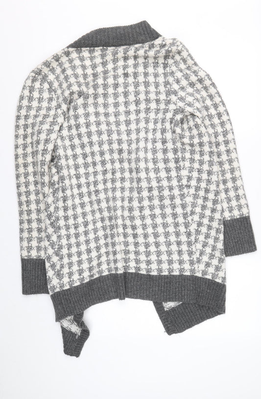Aeropastale Womens Grey V-Neck Check Acrylic Cardigan Jumper Size L