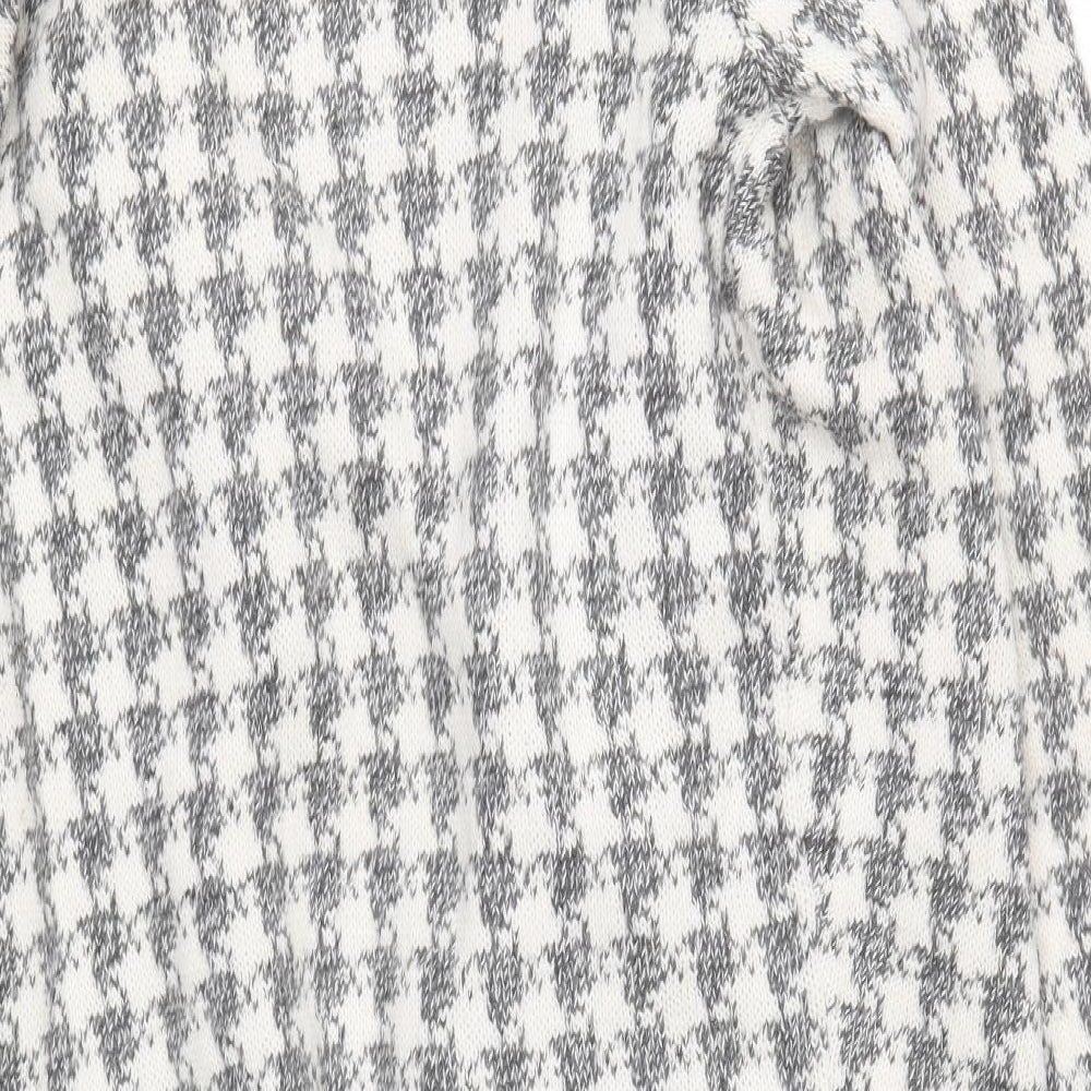 Aeropastale Womens Grey V-Neck Check Acrylic Cardigan Jumper Size L