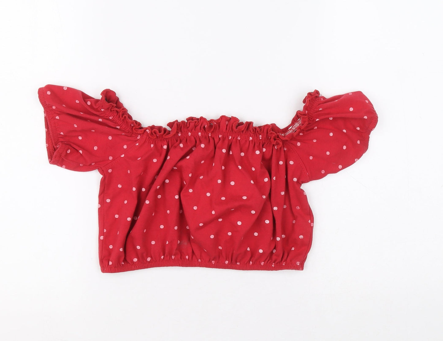 Misguided Womens Purple Polka Dot Polyester Cropped Blouse Size 6 Off the Shoulder