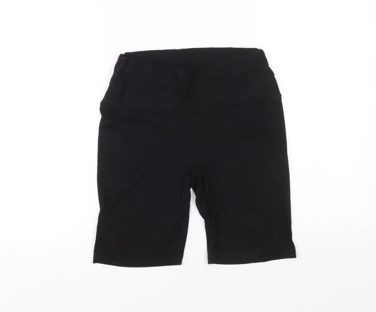 Preworn Womens Black Cotton Biker Shorts Size 10 L7 in Slim Pull On