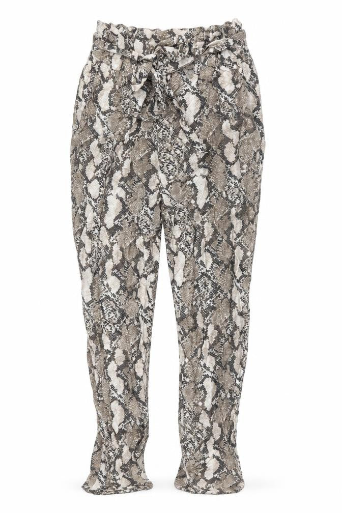 H&M Womens Beige Animal Print Viscose Harem Trousers Size 6 L25 in Regular Drawstring - Snake Skin Print