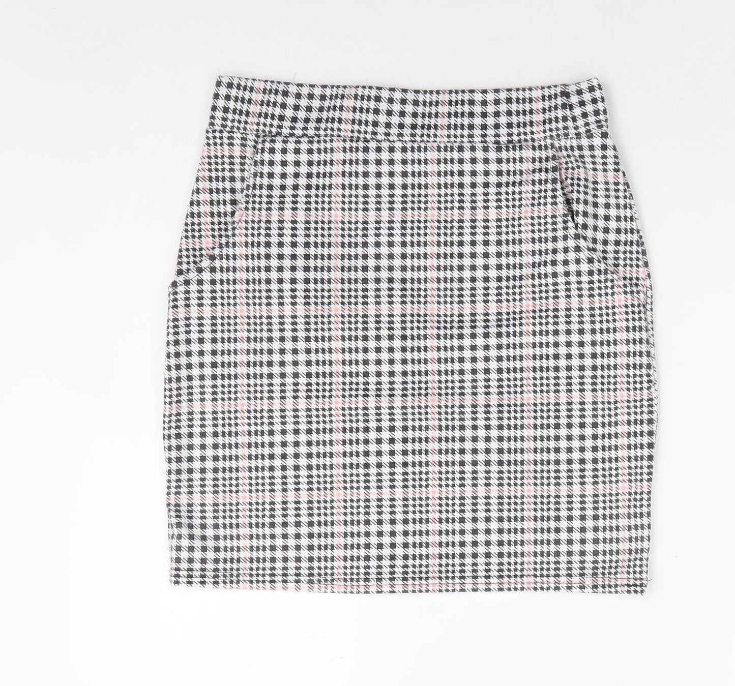 Select Womens Black Herringbone Polyester A-Line Skirt Size 10