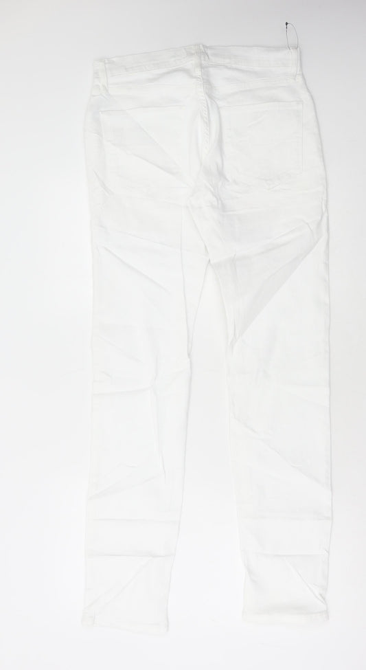 Marks and Spencer Womens White Cotton Skinny Jeans Size 30 in L33 in Regular Button