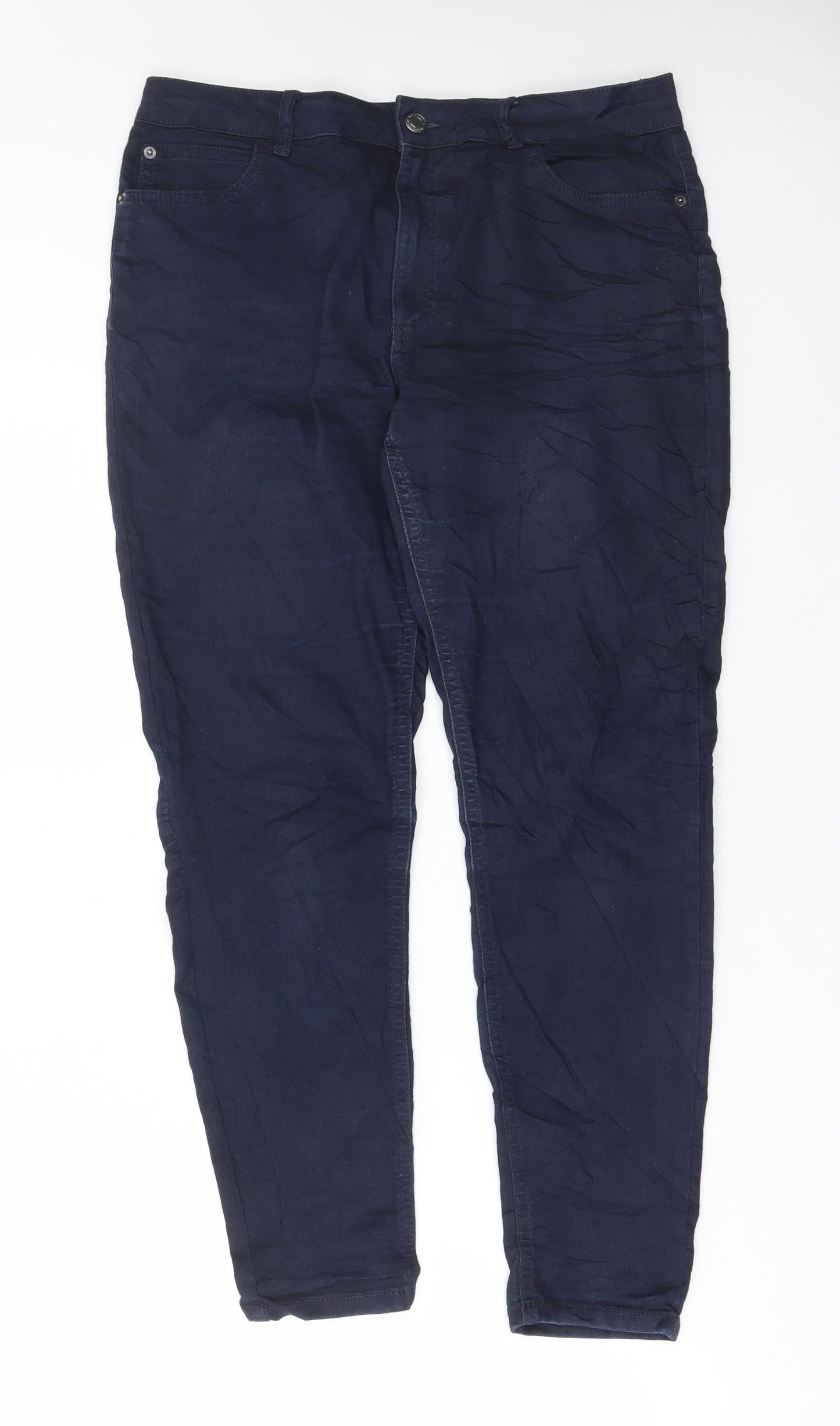 Marks and Spencer Womens Blue Cotton Skinny Jeans Size 10 L27 in Regular Button