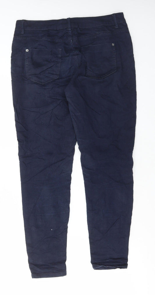 Marks and Spencer Womens Blue Cotton Skinny Jeans Size 10 L27 in Regular Button