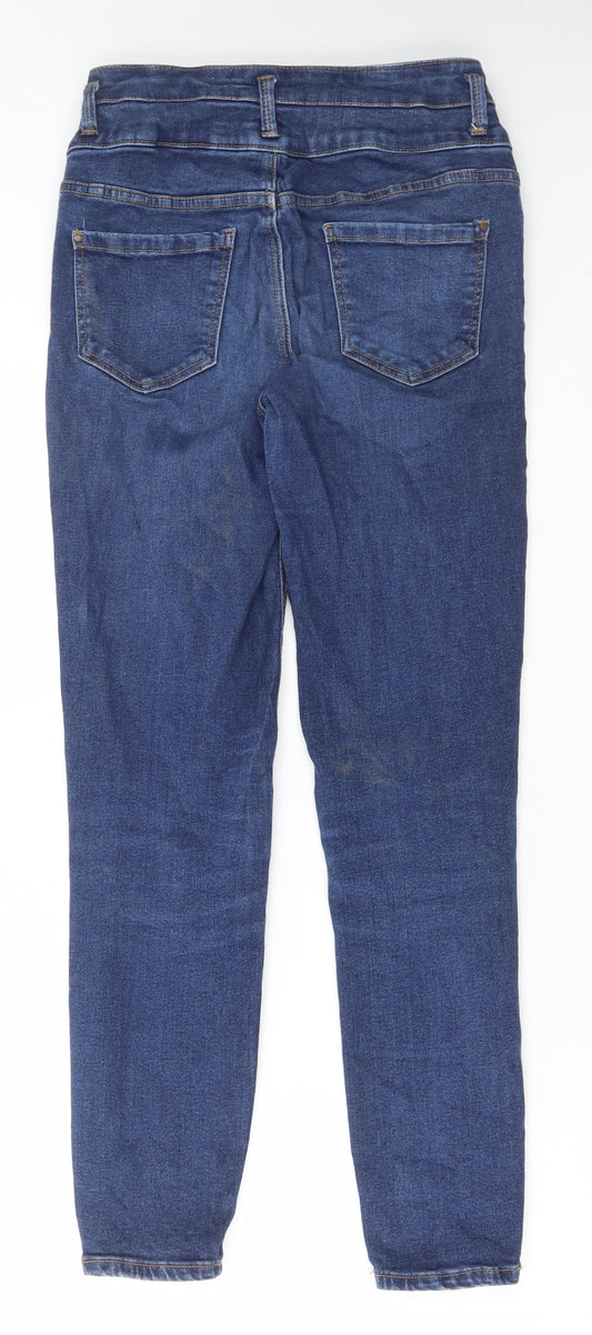 Preworn Womens Blue Cotton Skinny Jeans Size 28 in L29 in Regular Button