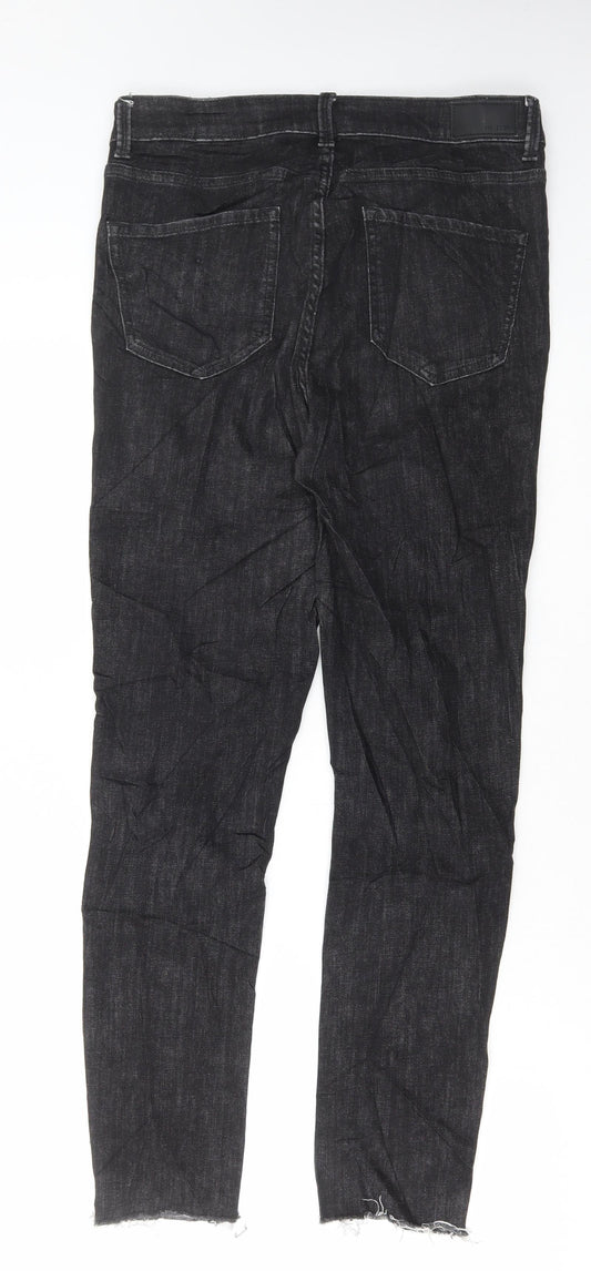 Marks and Spencer Womens Black Cotton Skinny Jeans Size 12 L28 in Regular Button