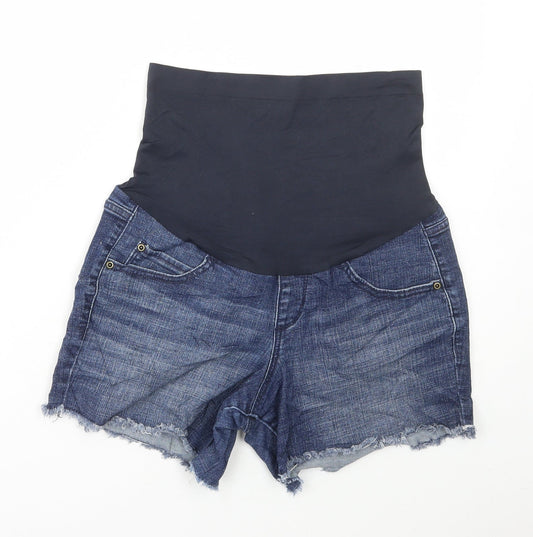 Preworn Womens Blue Cotton Hot Pants Shorts Size 28 in L5 in Regular Pull On