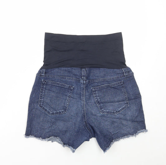 Preworn Womens Blue Cotton Hot Pants Shorts Size 28 in L5 in Regular Pull On