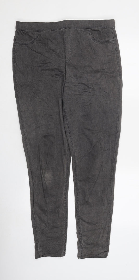 Marks and Spencer Womens Grey Cotton Jegging Trousers Size 14 L38 in Regular