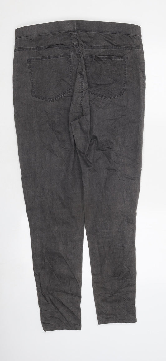 Marks and Spencer Womens Grey Cotton Jegging Trousers Size 14 L38 in Regular